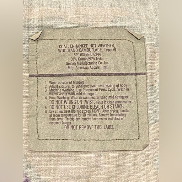 1999 Used US Air Force Woodland Camouflage Coat-Shirt Men’s Large Regular - Picture 5 of 5